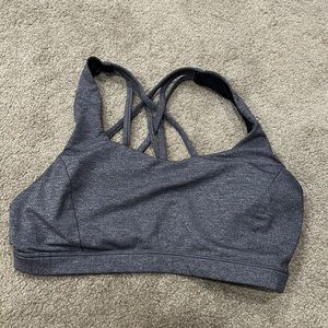 Lululemon longline sports bra, size 8 heather grey with strappy back